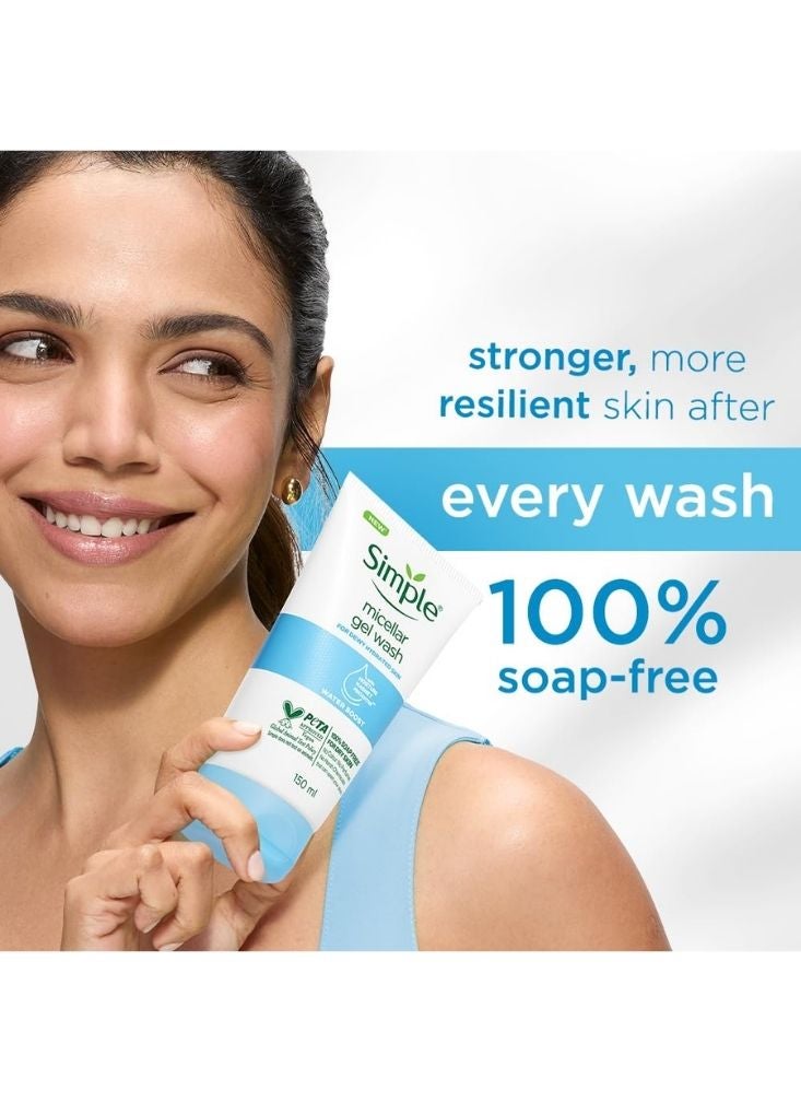 Simple Micellar Gel Face Wash 150ml – Hydrating Soap-Free Cleanser with Water Boost Technology for Dry & Sensitive Skin - Image 2
